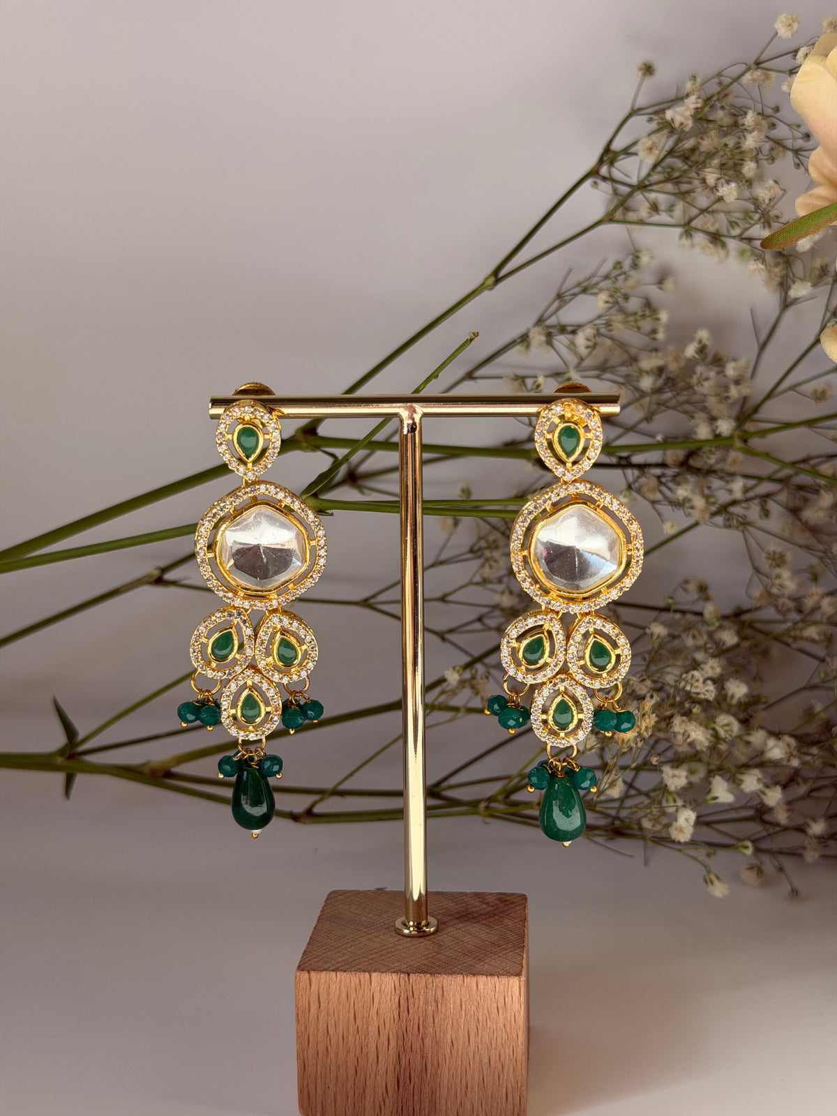 Kundan Crystal Dangling Earrings