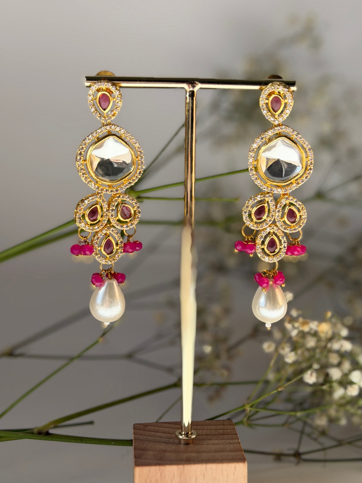 Kundan Crystal Dangling Earrings