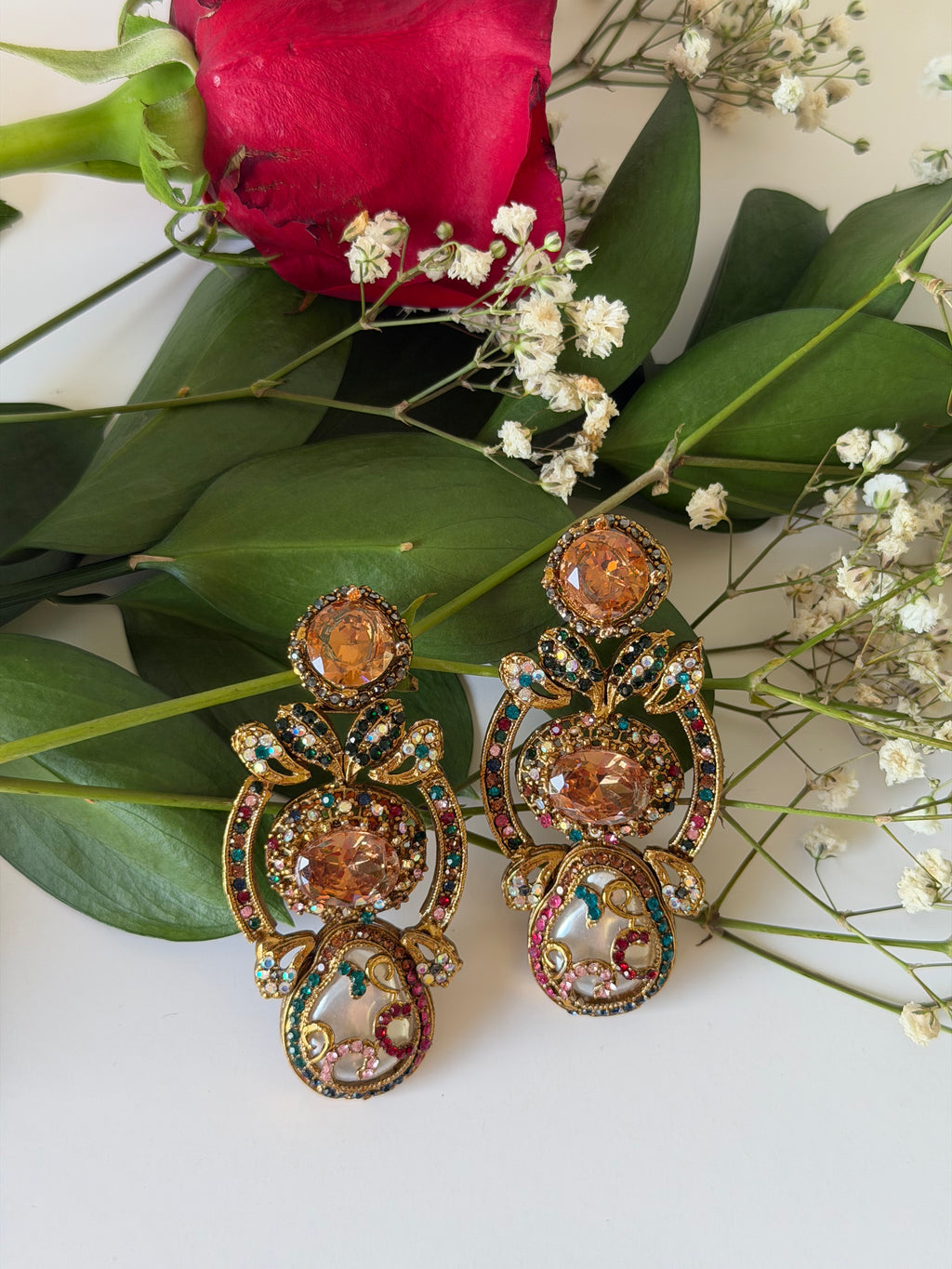 Amber Top Paisley Drop Earrings