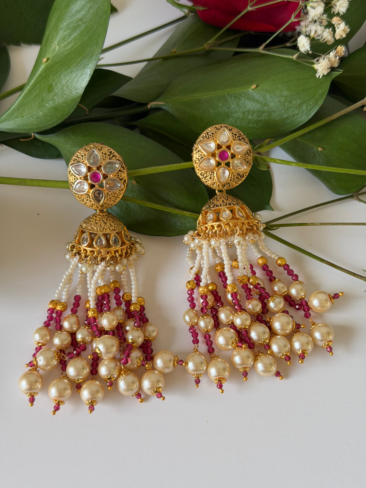 Kundan Dangling Jhumki Earrings