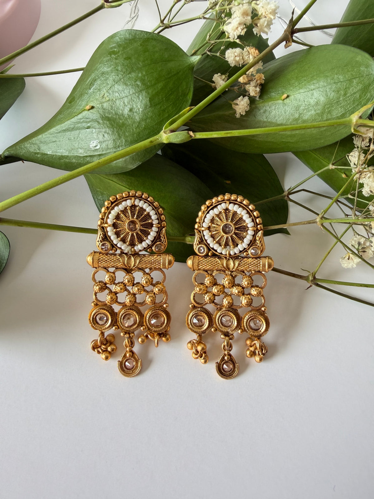 Traditional Gold Dangling Earrings