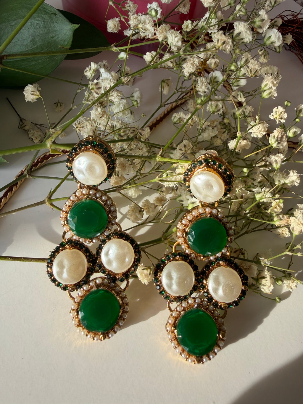 Royal Emerald & Pearl Necklace Set