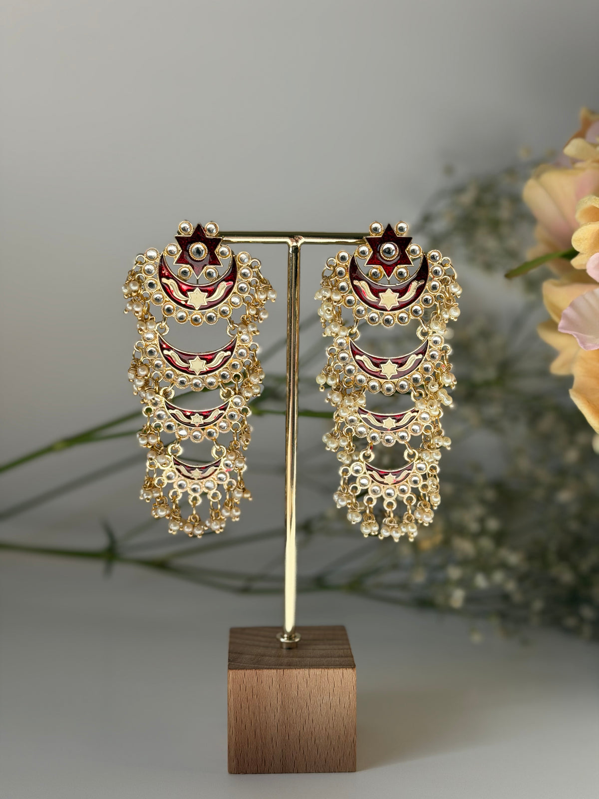 Rani Long Layered Chandbali Earrings