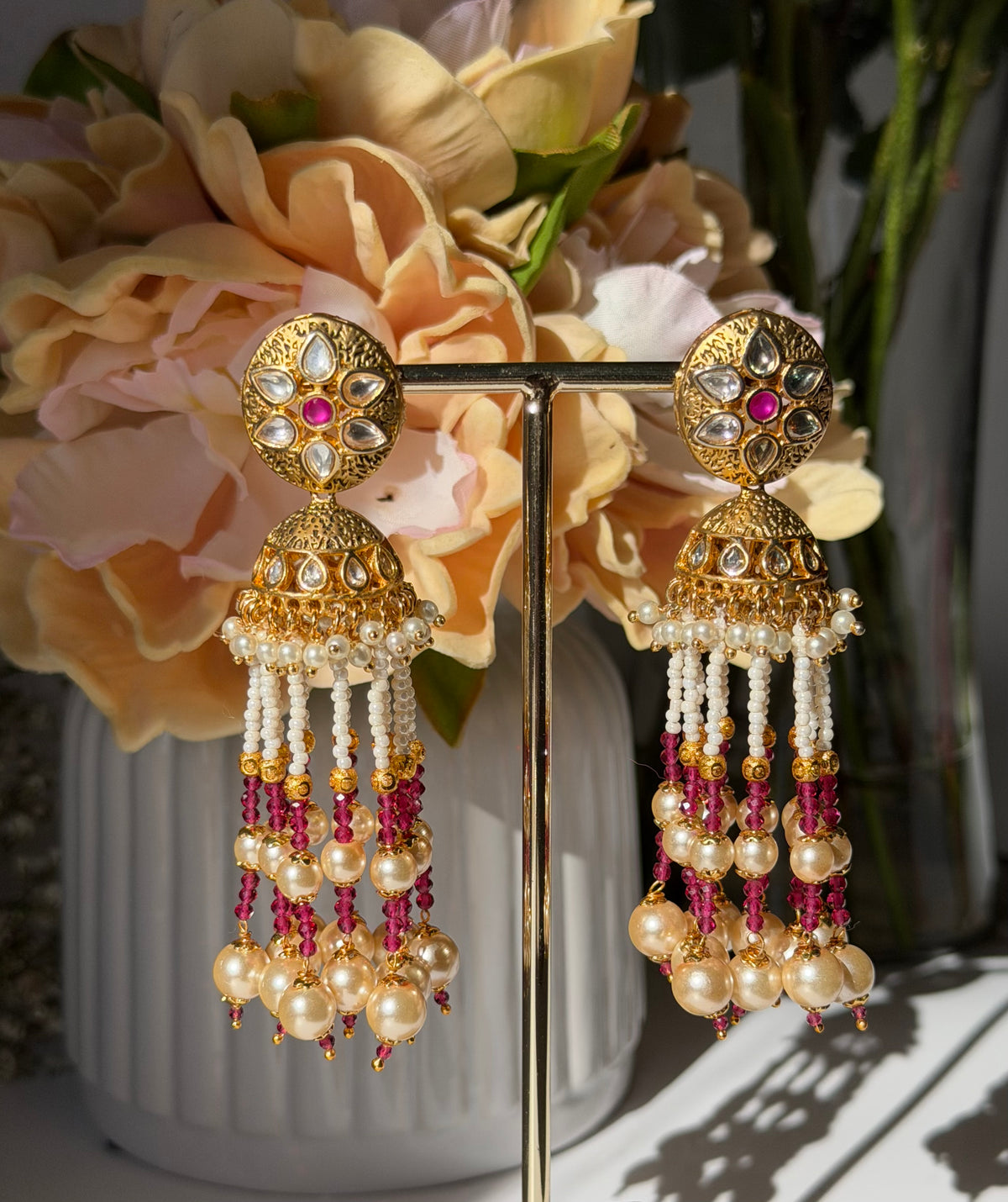 Kundan Dangling Jhumki Earrings