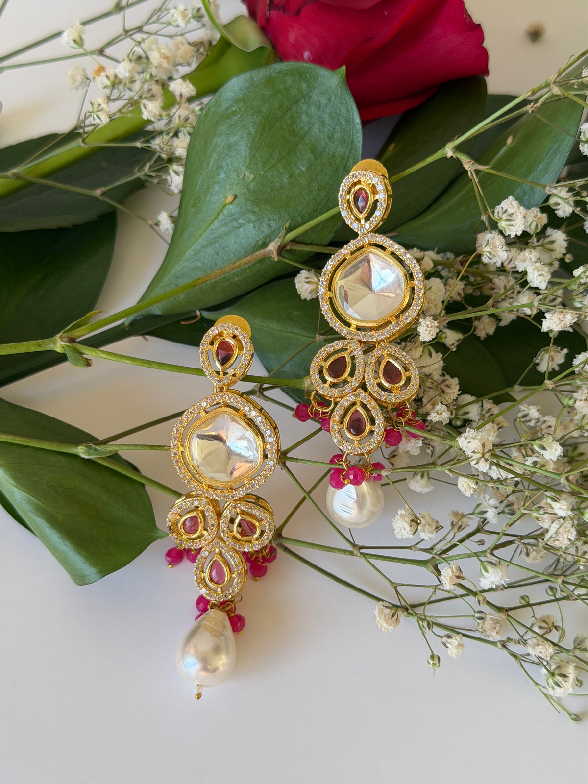 Kundan Crystal Dangling Earrings