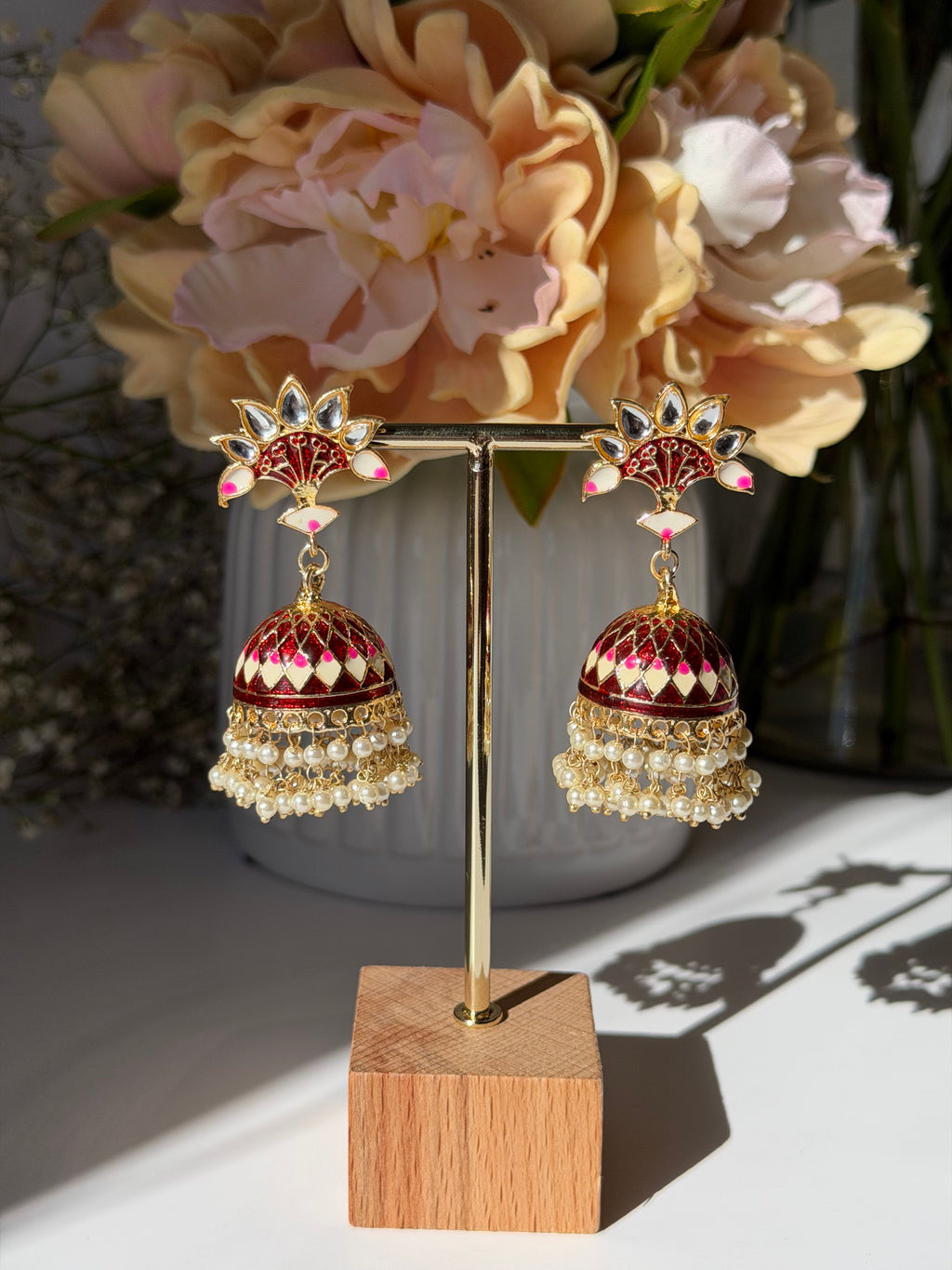 Red Meenakari Jhumki