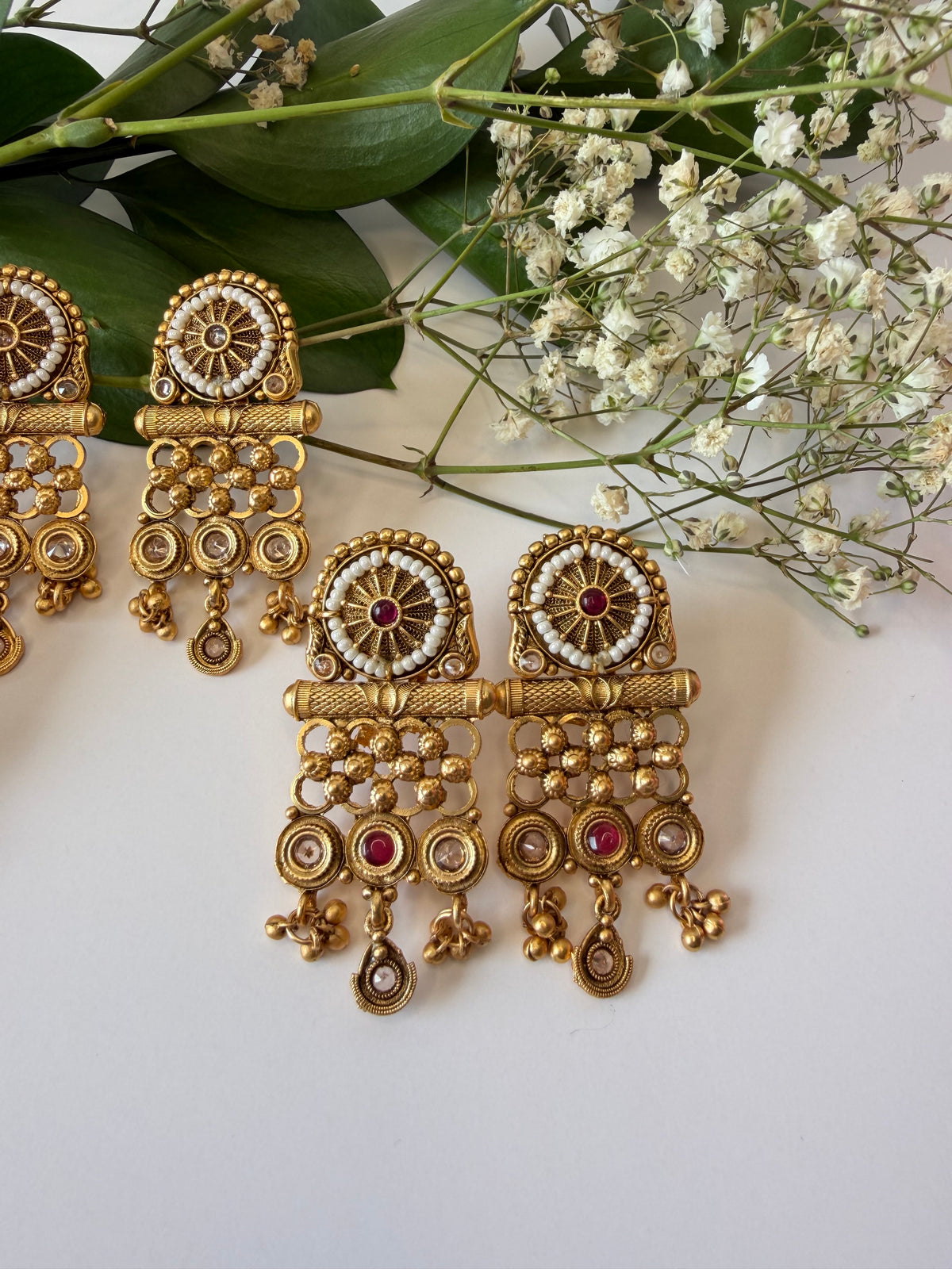 Traditional Gold Dangling Earrings