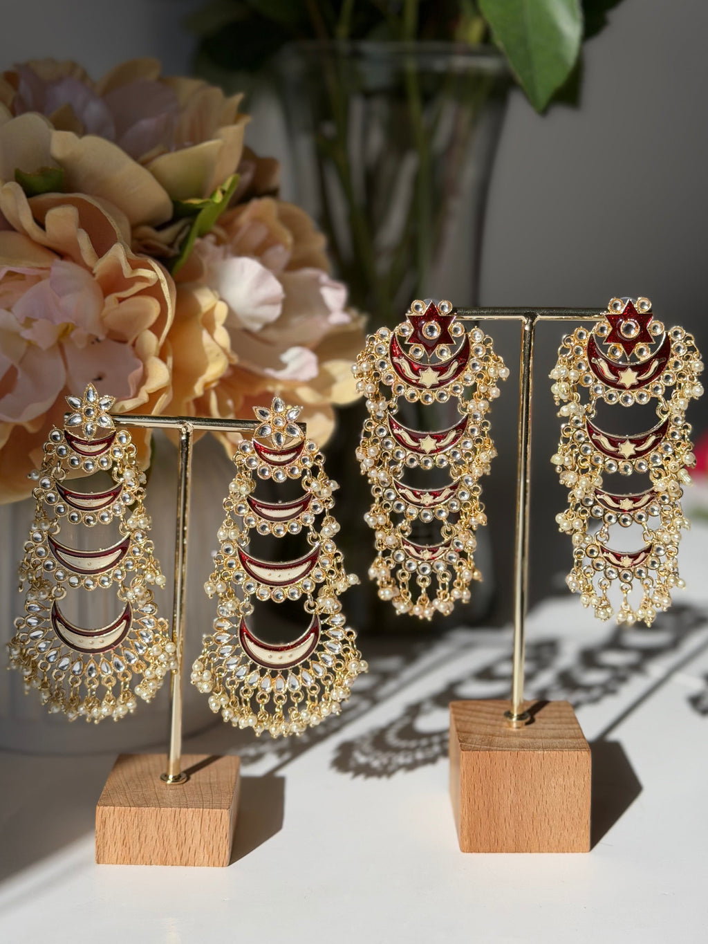 Rani Long Layered Chandbali Earrings