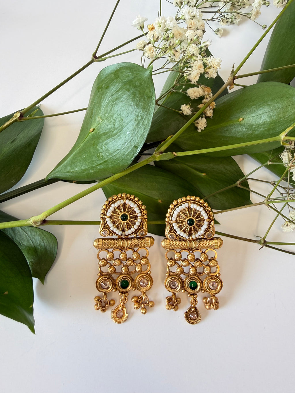 Traditional Gold Dangling Earrings
