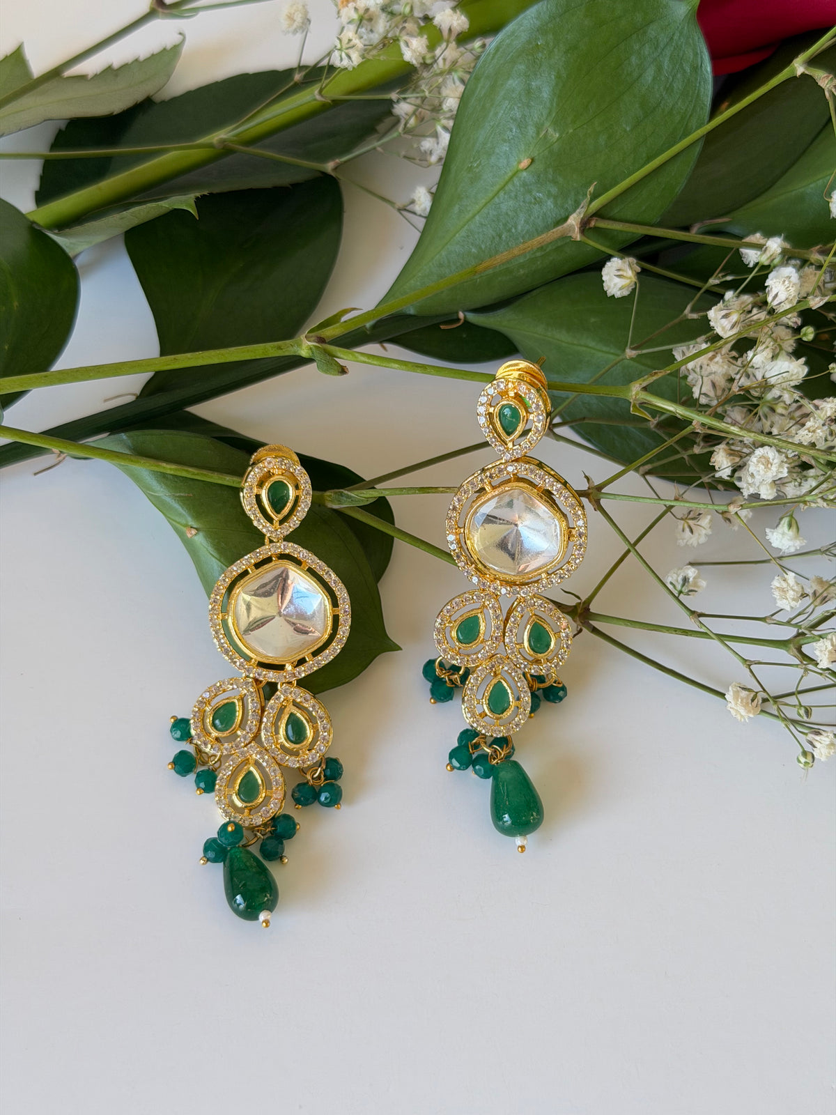 Kundan Crystal Dangling Earrings