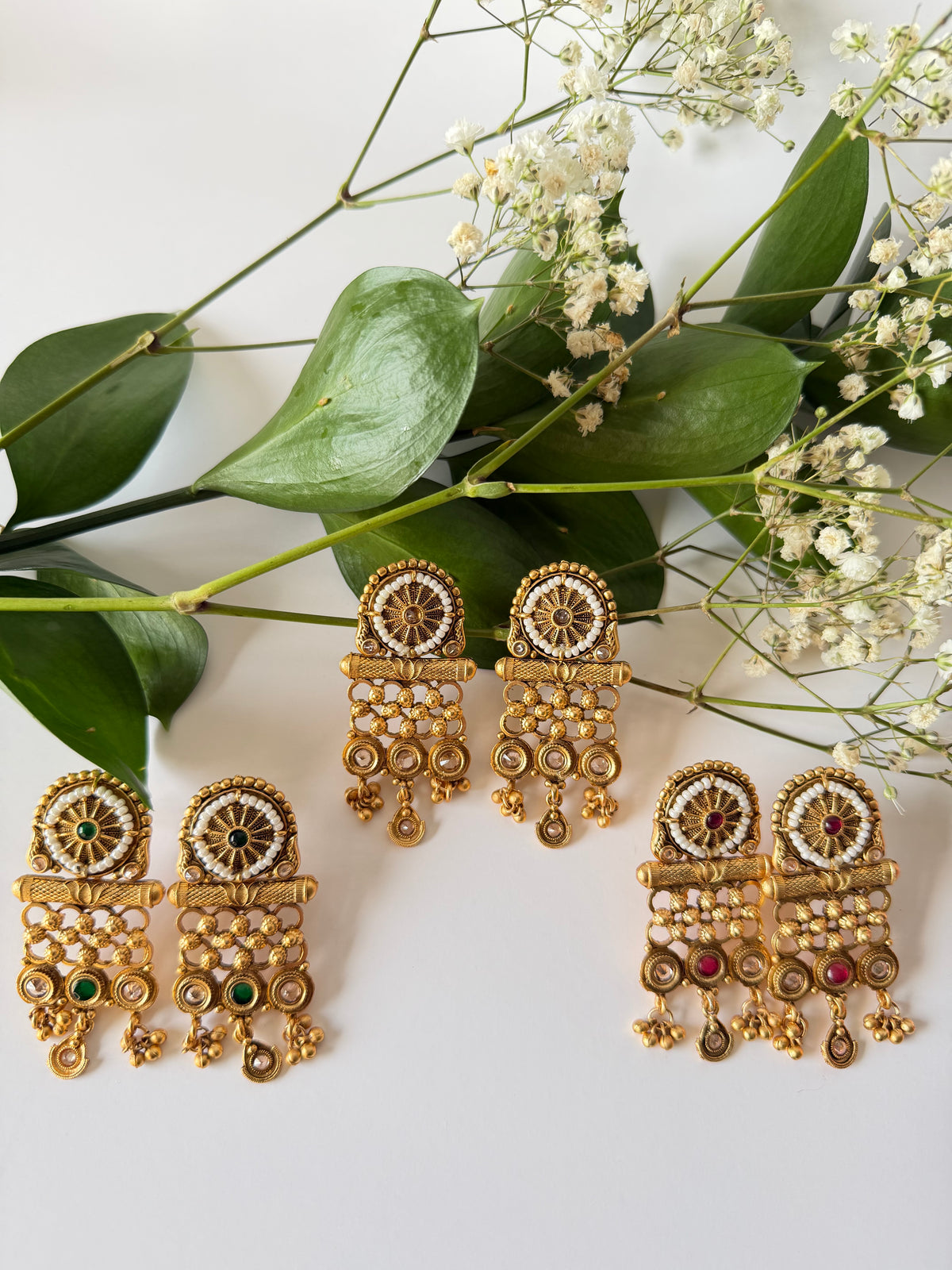 Traditional Gold Dangling Earrings