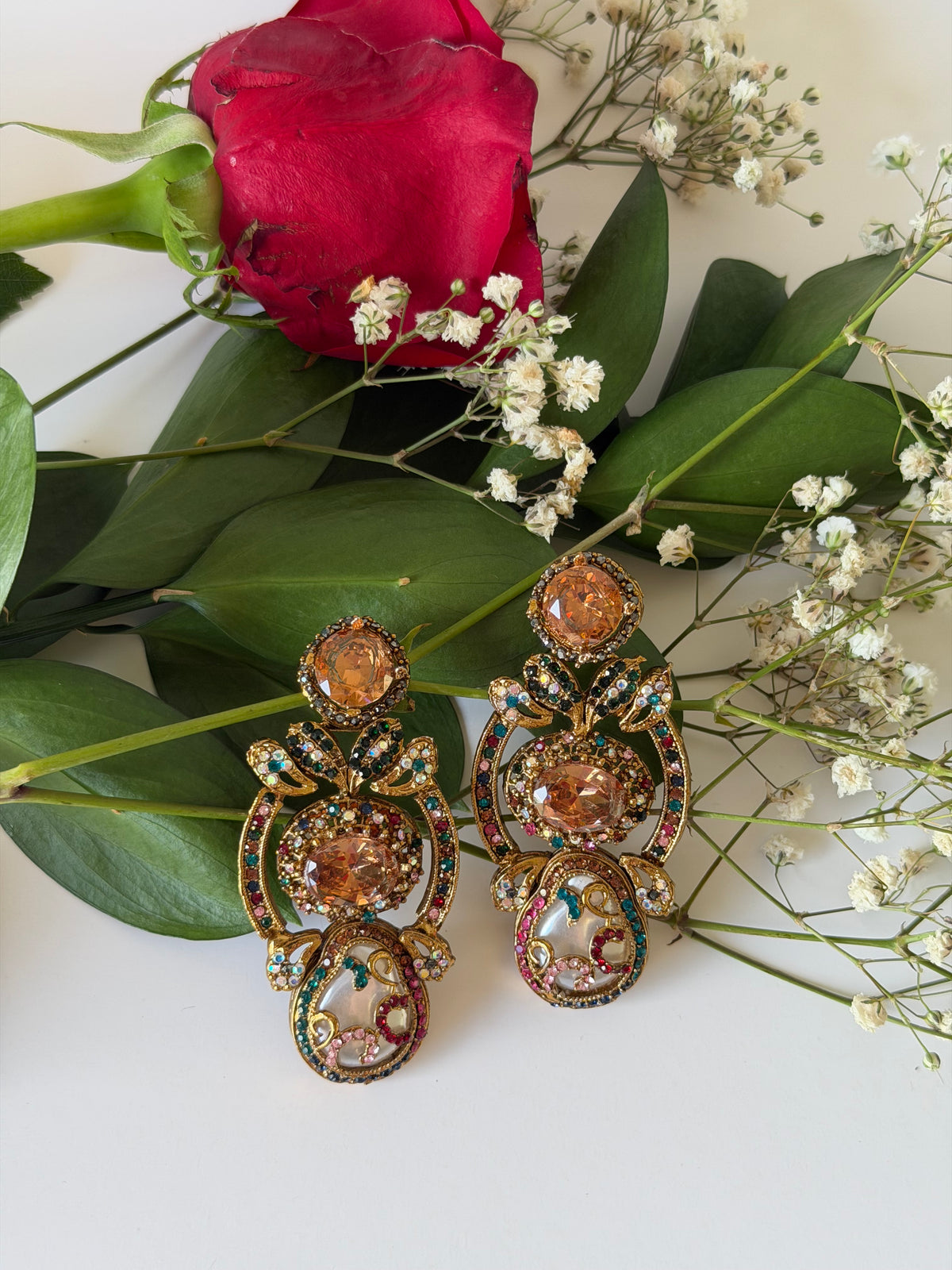 Amber Top Paisley Drop Earrings