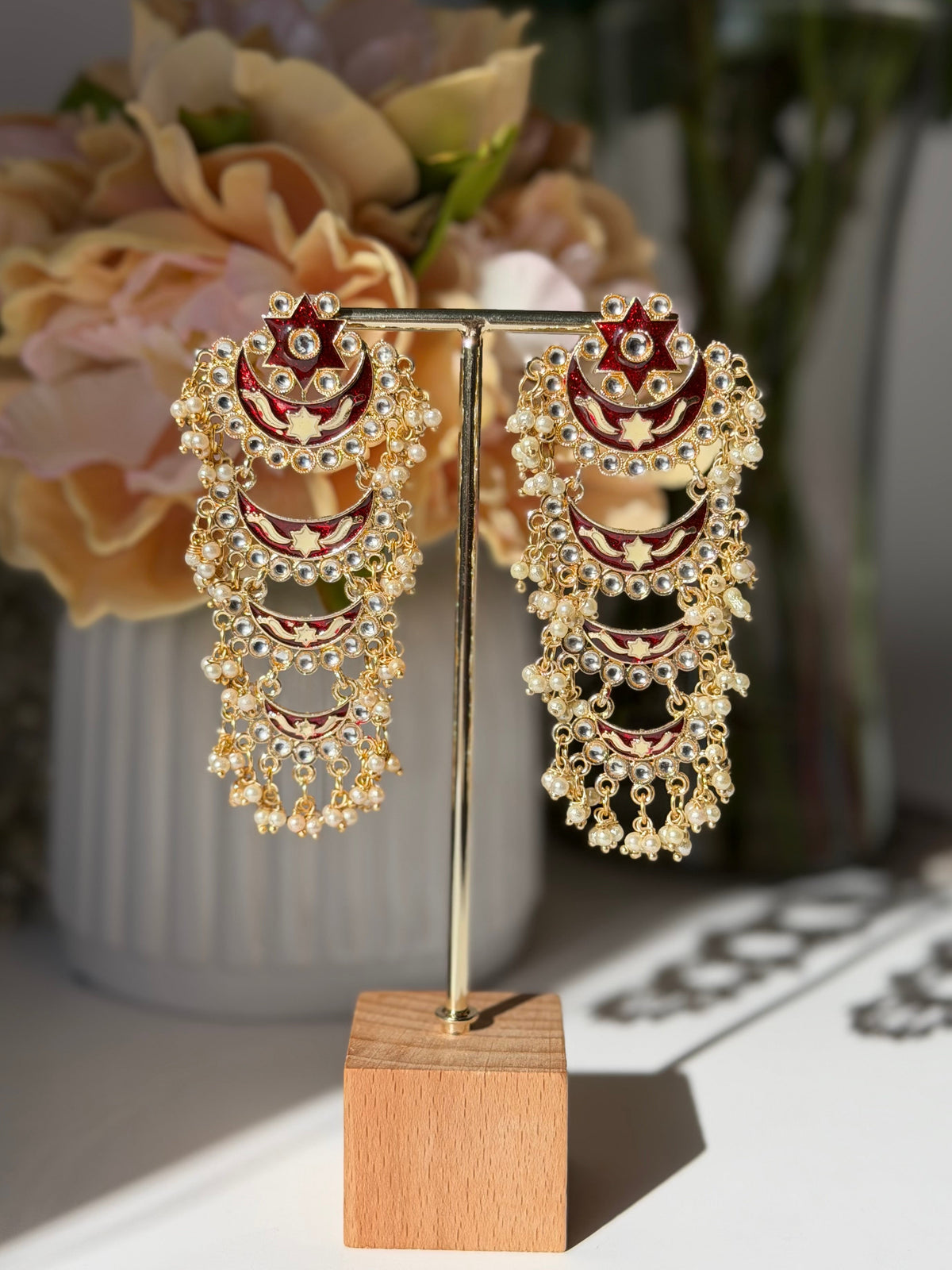 Rani Long Layered Chandbali Earrings