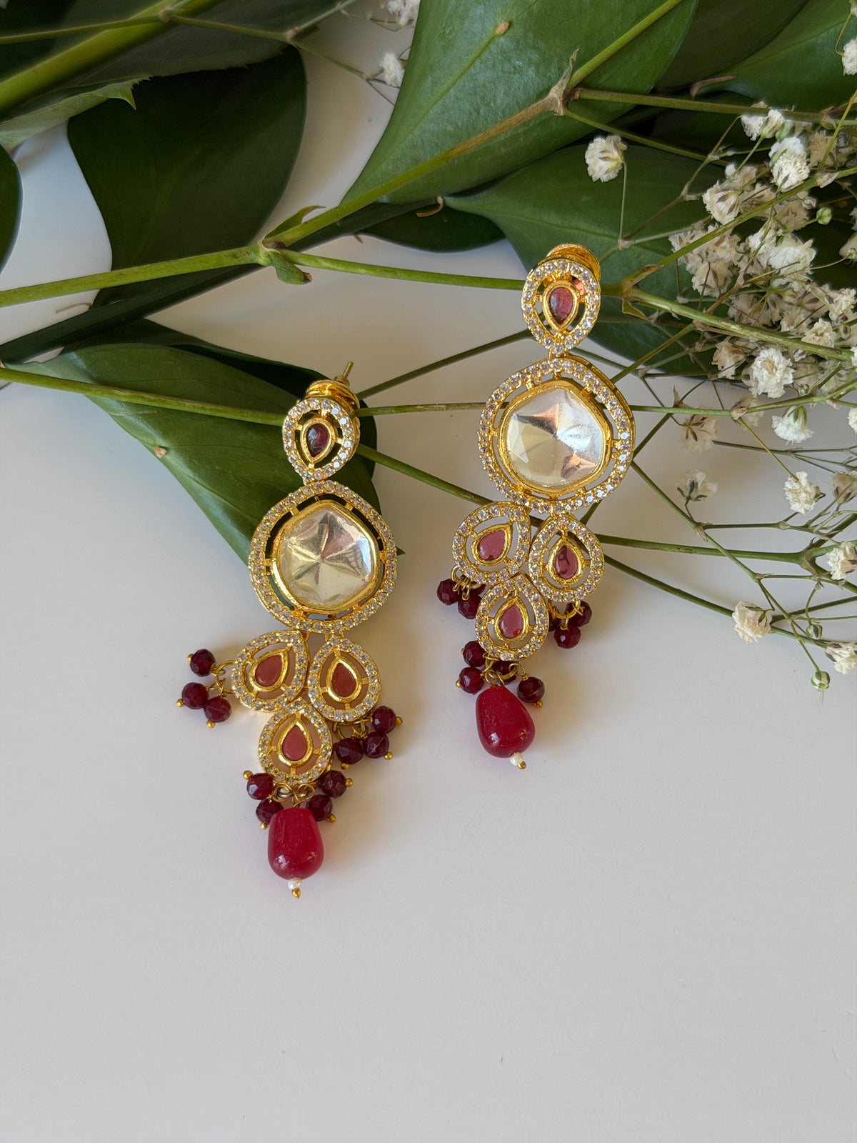 Kundan Crystal Dangling Earrings