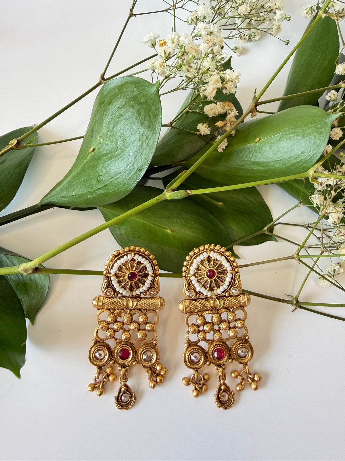 Traditional Gold Dangling Earrings