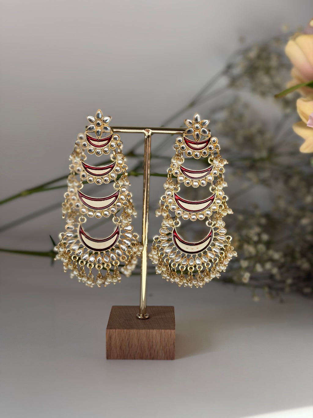 Rani Long Layered Chandbali Earrings