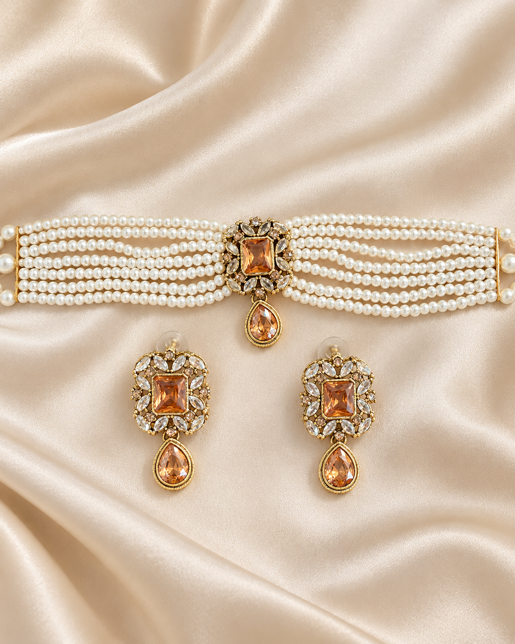 Champagne Pearl Choker Set