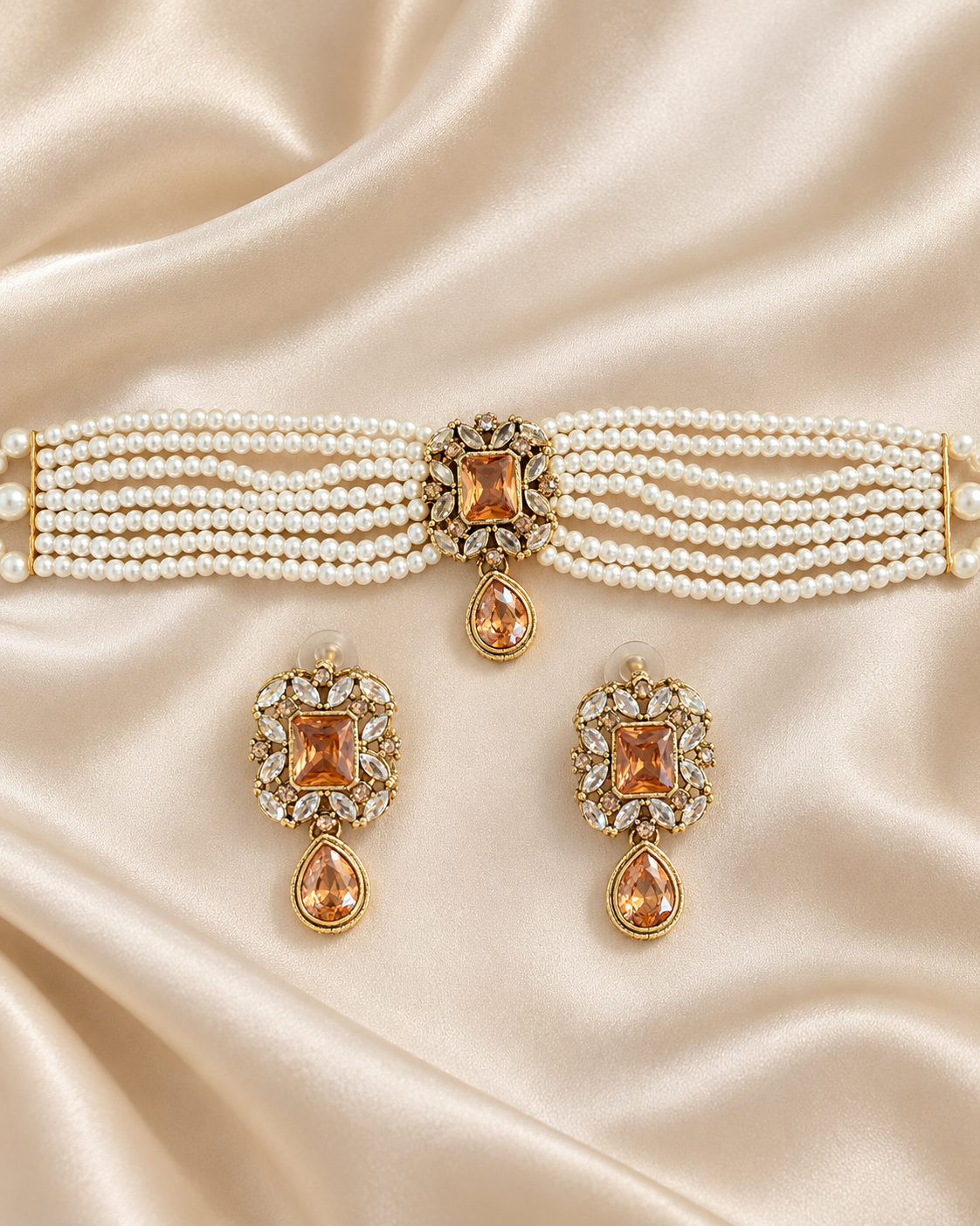 Champagne Pearl Choker Set