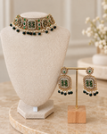 Emerald Polki Choker Set with Earrings & Tikka